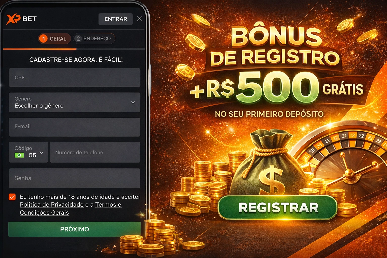 Cadastro e login no xpbet.